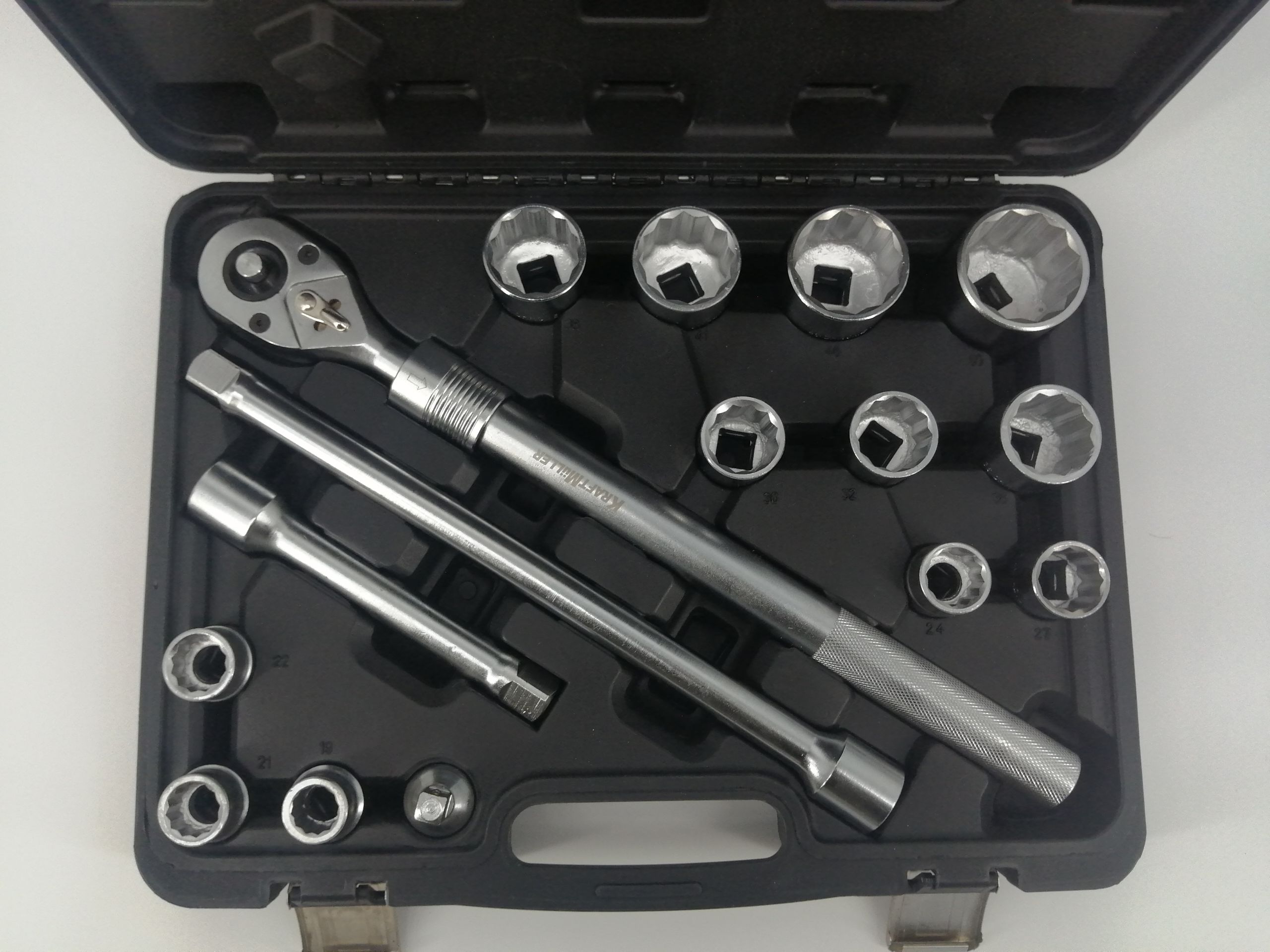 Lot 26 Douilles à Choc 3/4" & 1" 21-65 Mm – Coffret Poids Lourd Avec Cliquet Réversible, Barre, Adaptateur – Pour Auto & Camion